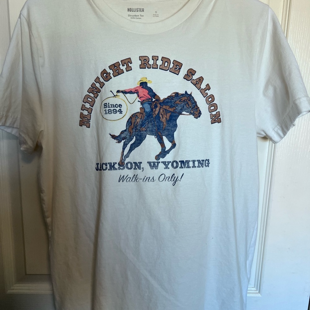 Hollister White Graphic T-Shirt for Men 100% Cotton